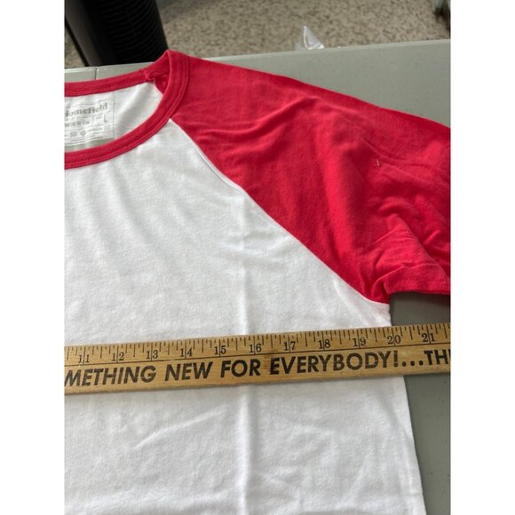 Homefield Raglan Sleeve Baseball T Shirt Mens L White Pink Cotton Polyester NEW - Picture 5 of 5